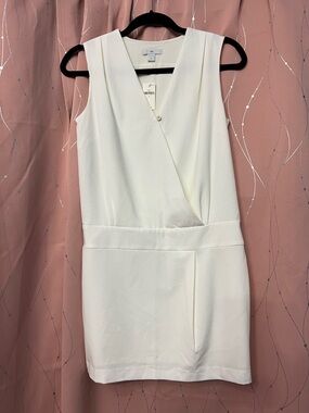 GAP White Sleeveless Faux-Wrap Mini Dress